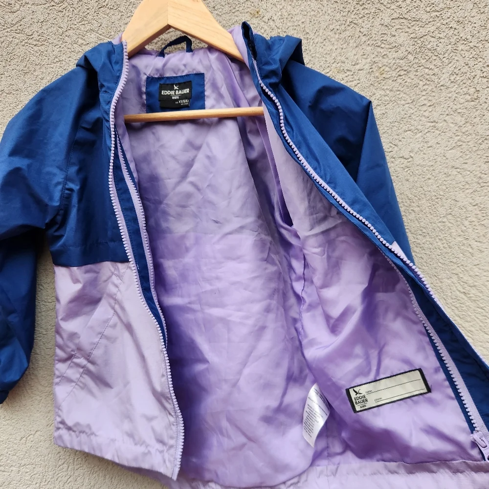 EDDIE BAUER Kids Jacket Size 5/6 Blue Purple Full Zip Shell